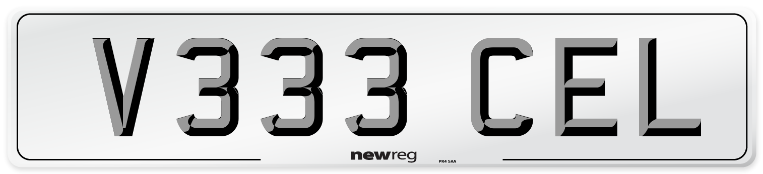 V333 CEL Number Plate from New Reg